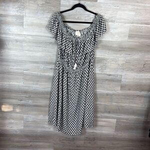 Kate Spade Black and White Geometric Midi Dress